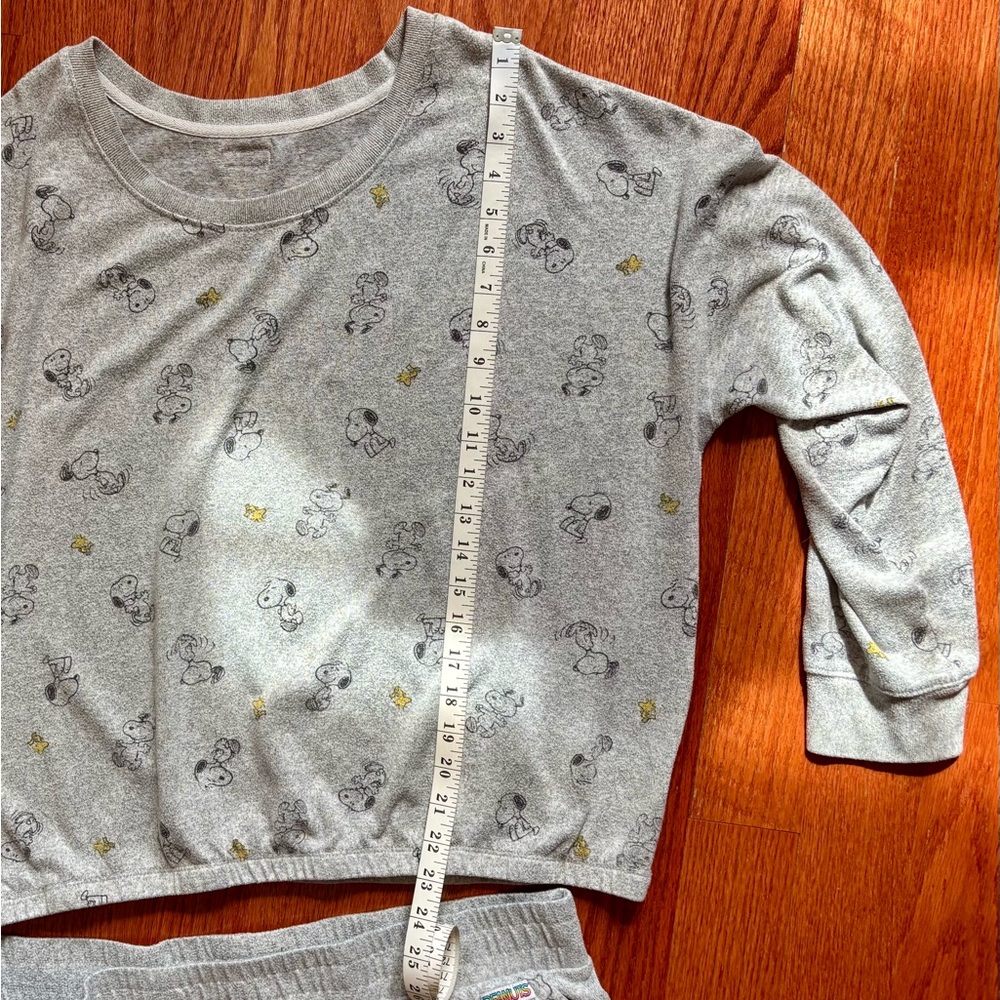 Peanuts- Gray Pajama sweatshirt & pants Set women’s, size XL - Picture 9 of 13